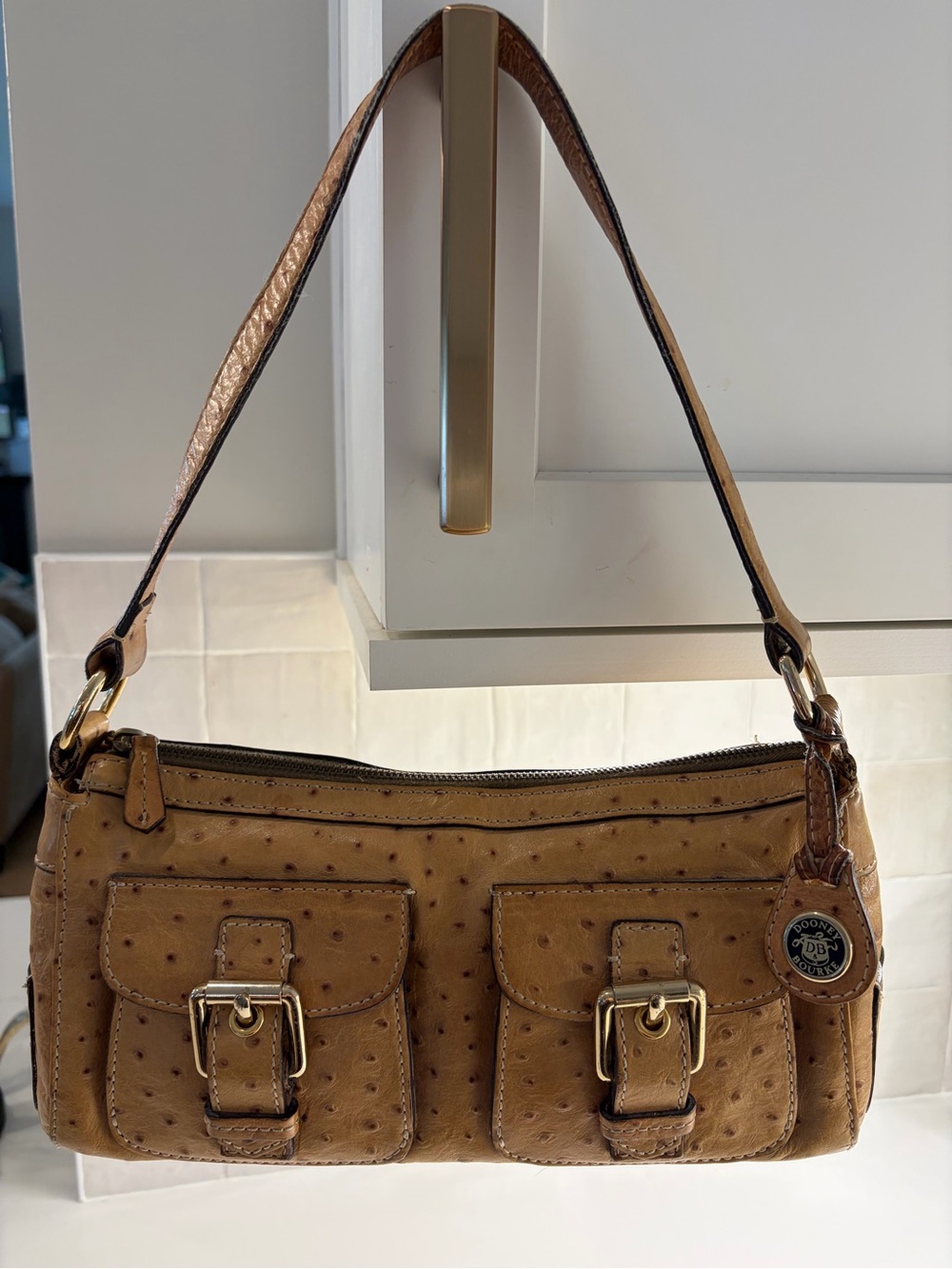Vintage Dooney & Bourke Ostich-embossed leather shoulder bag